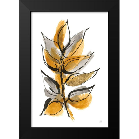 Amber Leaves I Black Modern Wood Framed Art Print by Paschke, Chris