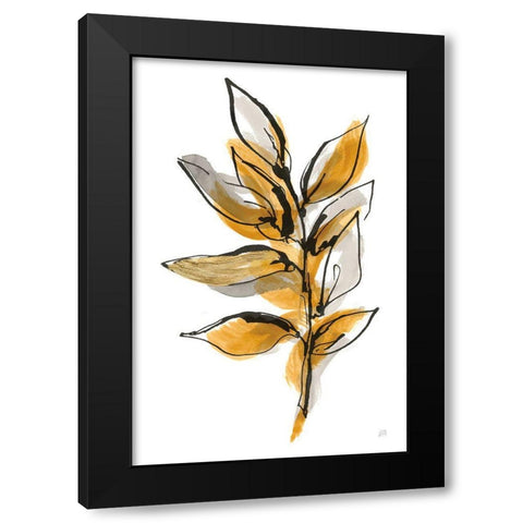 Amber Leaves II Black Modern Wood Framed Art Print with Double Matting by Paschke, Chris