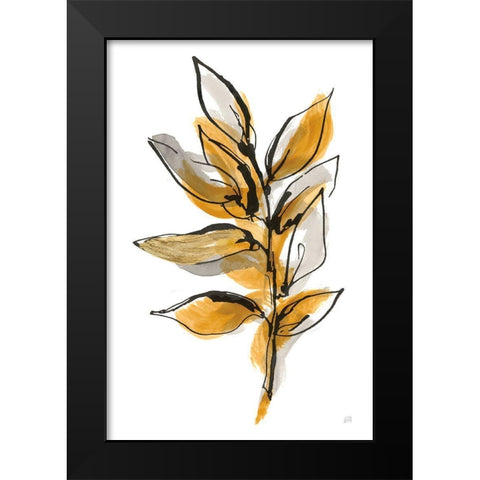Amber Leaves II Black Modern Wood Framed Art Print by Paschke, Chris