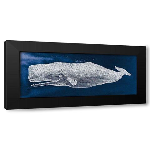 Whale on Blue Black Modern Wood Framed Art Print by Wild Apple Portfolio