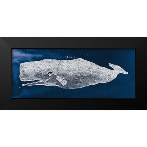 Whale on Blue Black Modern Wood Framed Art Print by Wild Apple Portfolio