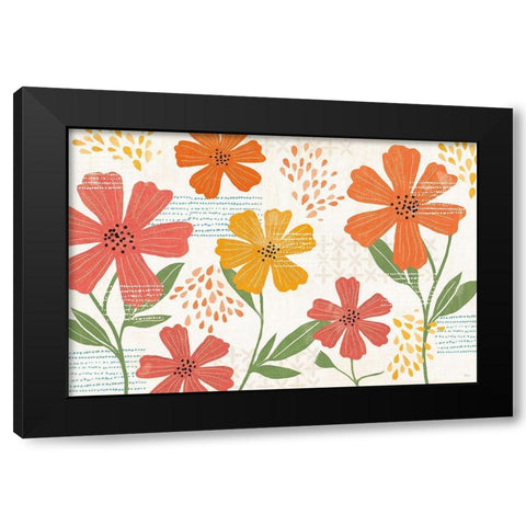 Mod Floral I Black Modern Wood Framed Art Print by Charron, Veronique