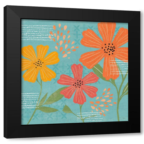 Mod Floral III Black Modern Wood Framed Art Print by Charron, Veronique