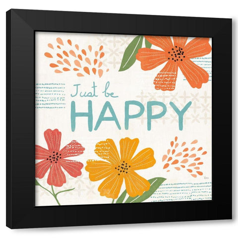 Mod Floral V Black Modern Wood Framed Art Print with Double Matting by Charron, Veronique