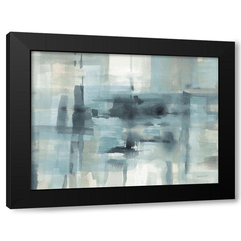 Liquid Structure Tranquil Aqua Crop Black Modern Wood Framed Art Print with Double Matting by Nai, Danhui