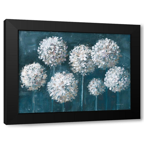 Simple Agapanthus Dark Black Modern Wood Framed Art Print by Nai, Danhui