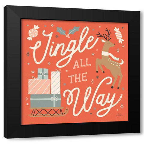 Reindeer Holiday V Black Modern Wood Framed Art Print by Marshall, Laura