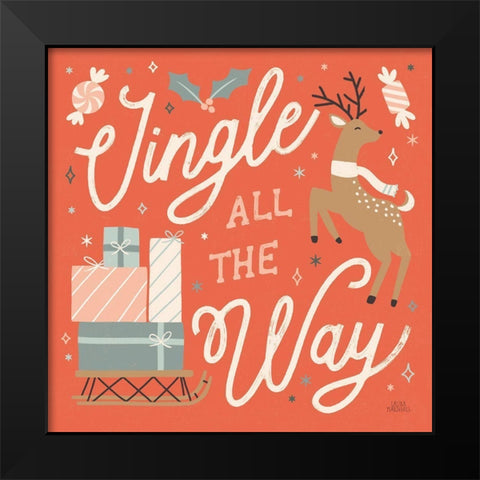 Reindeer Holiday V Black Modern Wood Framed Art Print by Marshall, Laura