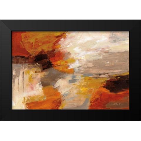 Falling Leaves Black Modern Wood Framed Art Print by Vassileva, Silvia