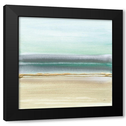 Linear Emerald I Black Modern Wood Framed Art Print with Double Matting by Paschke, Chris