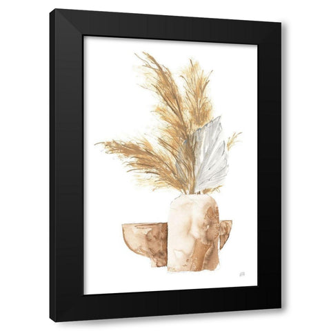 Vase Palm Leaf Black Modern Wood Framed Art Print with Double Matting by Paschke, Chris