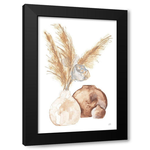 Vase Gray Lotus Pods Black Modern Wood Framed Art Print by Paschke, Chris