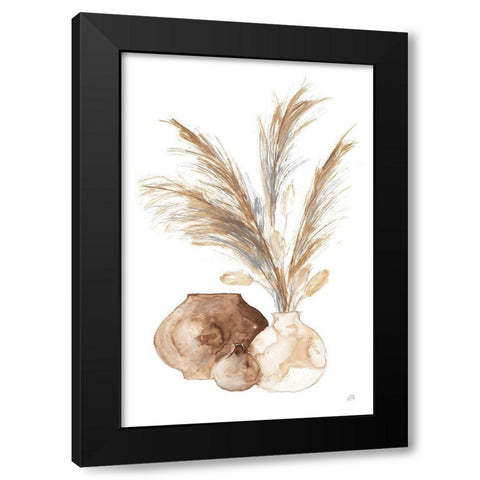 Vase Pampas Black Modern Wood Framed Art Print by Paschke, Chris