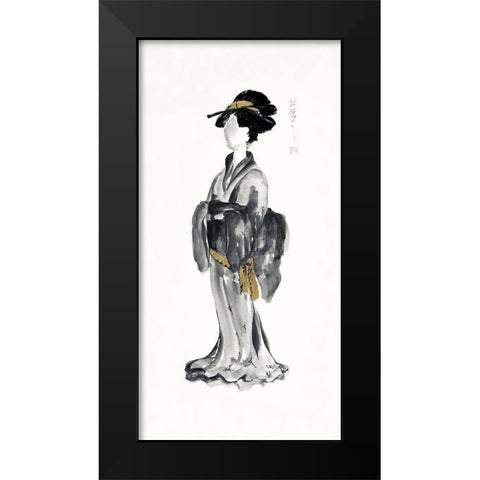 Geisha I Black and Gold Black Modern Wood Framed Art Print by Paschke, Chris