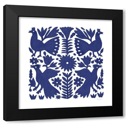 Otomi Elegance IV Blue Black Modern Wood Framed Art Print by Green, Nancy