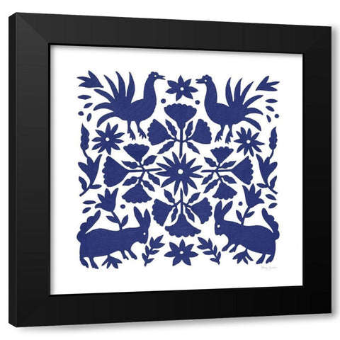 Otomi Elegance V Blue Black Modern Wood Framed Art Print by Green, Nancy