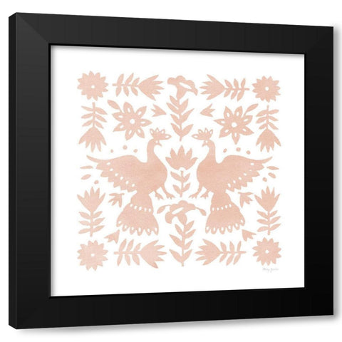 Otomi Elegance II Dusty Coral Black Modern Wood Framed Art Print with Double Matting by Green, Nancy