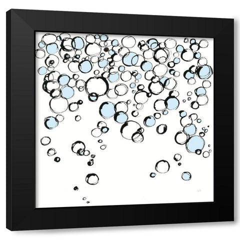 Blue Bubbles III Black Modern Wood Framed Art Print by Paschke, Chris