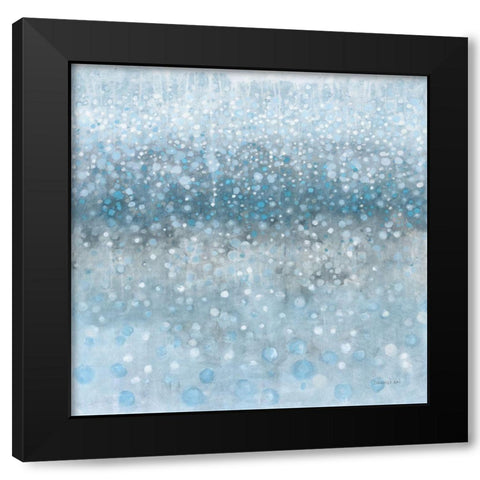 Abstract Rain Slate Blue Black Modern Wood Framed Art Print with Double Matting by Nai, Danhui