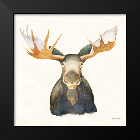 Moose on Cream Black Modern Wood Framed Art Print by Ferguson, Kathy