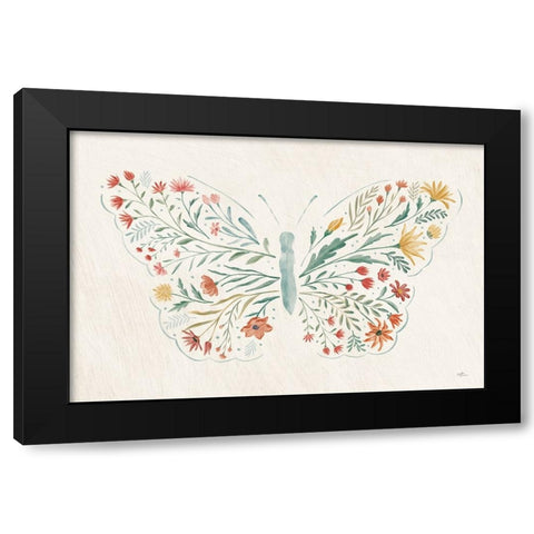Wildflower Vibes Butterfly Black Modern Wood Framed Art Print by Penner, Janelle