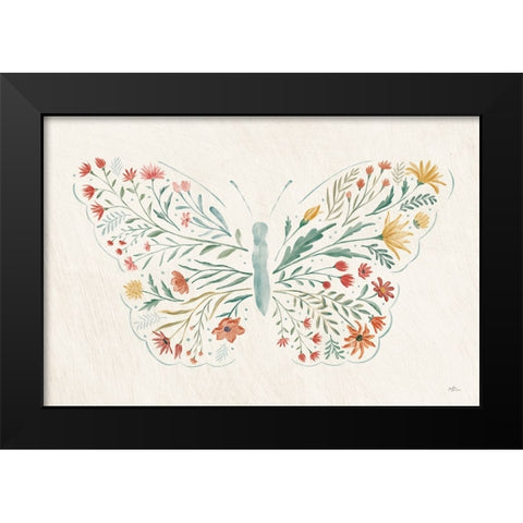 Wildflower Vibes Butterfly Black Modern Wood Framed Art Print by Penner, Janelle