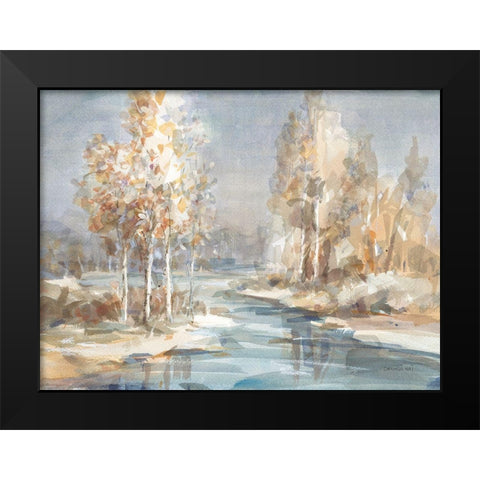 Flowing River Black Modern Wood Framed Art Print by Nai, Danhui