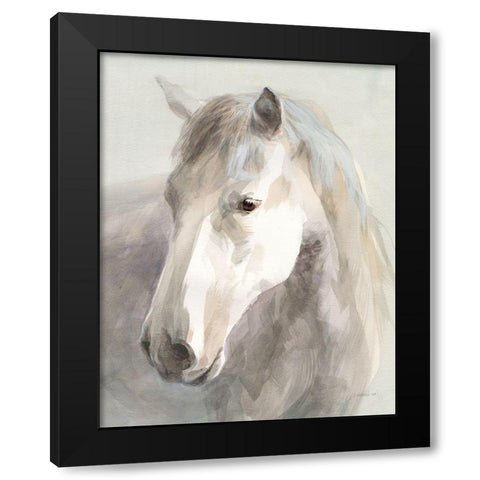 Gentle Horse Crop Black Modern Wood Framed Art Print by Nai, Danhui