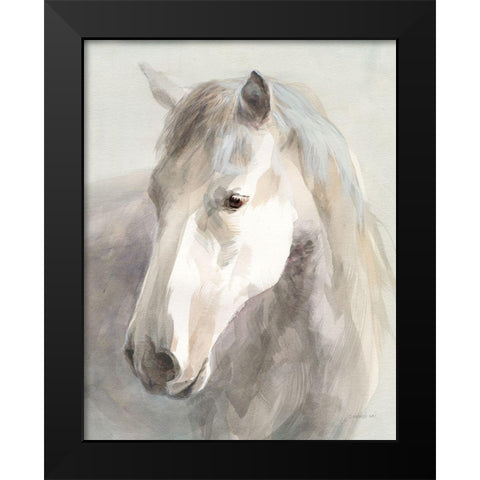 Gentle Horse Crop Black Modern Wood Framed Art Print by Nai, Danhui
