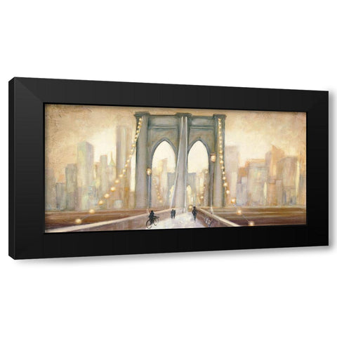 Bridge to New York Dusk Black Modern Wood Framed Art Print with Double Matting by Purinton, Julia