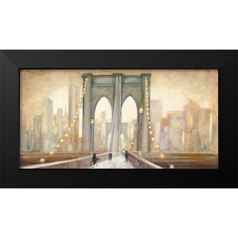 Bridge to New York Dusk Black Modern Wood Framed Art Print by Purinton, Julia
