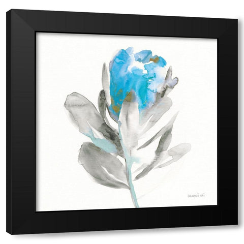 Spirit Flower I Blue Crop Black Modern Wood Framed Art Print with Double Matting by Nai, Danhui