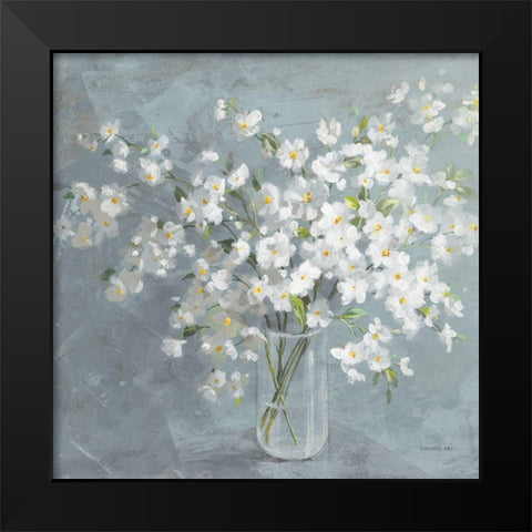 Fresh White Bouquet Gray Crop Black Modern Wood Framed Art Print by Nai, Danhui