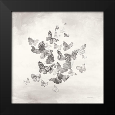 Beautiful Butterflies BW Black Modern Wood Framed Art Print by Nai, Danhui