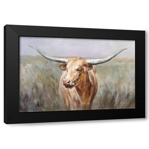 Big Sky Longhorn Black Modern Wood Framed Art Print by Nai, Danhui