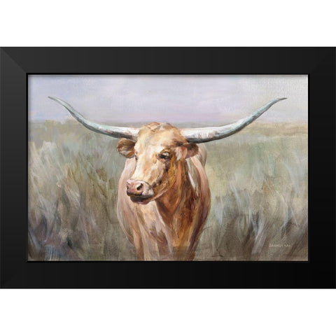 Big Sky Longhorn Black Modern Wood Framed Art Print by Nai, Danhui