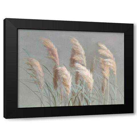 Pampas Grasses on Gray Black Modern Wood Framed Art Print by Nai, Danhui