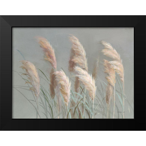 Pampas Grasses on Gray Black Modern Wood Framed Art Print by Nai, Danhui