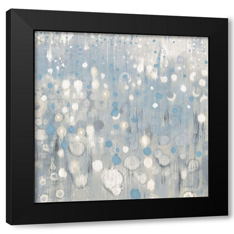 Rain Abstract VI Blue Black Modern Wood Framed Art Print by Nai, Danhui