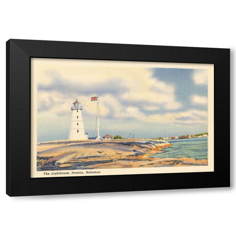 Nassau Lighthouse Black Modern Wood Framed Art Print by Wild Apple Portfolio