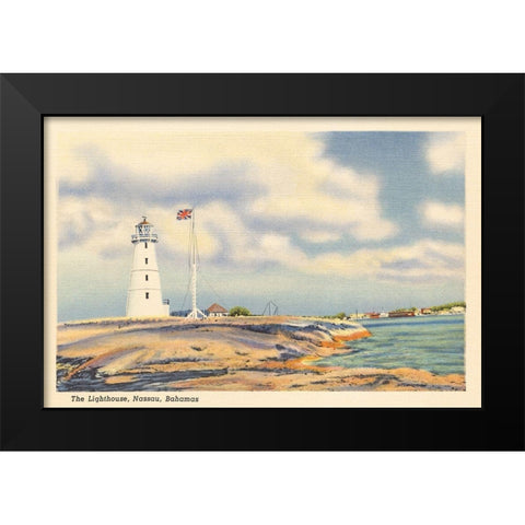 Nassau Lighthouse Black Modern Wood Framed Art Print by Wild Apple Portfolio