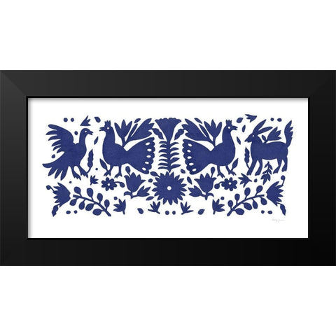 Otomi Elegance VI Blue Black Modern Wood Framed Art Print by Green, Nancy