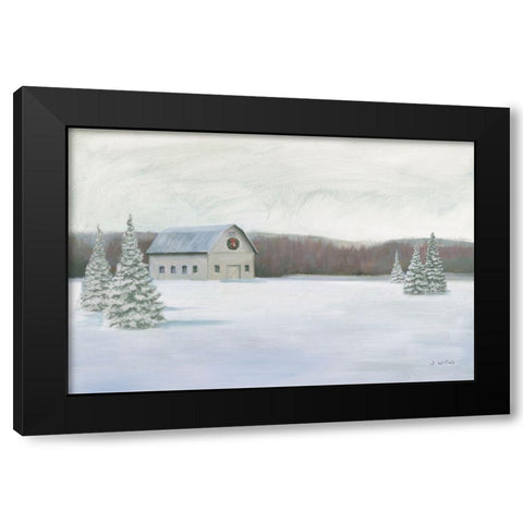 Holiday Winter Barn Black Modern Wood Framed Art Print with Double Matting by Wiens, James