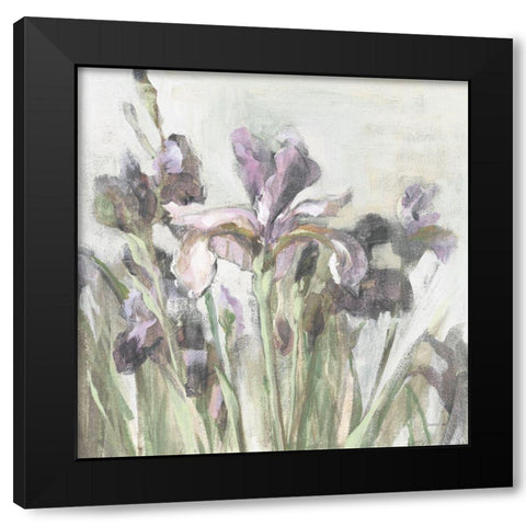 Spring Iris I Purple Black Modern Wood Framed Art Print with Double Matting by Nai, Danhui