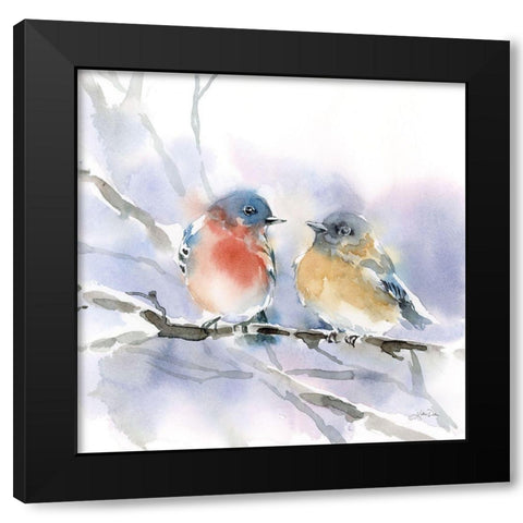 Bluebird Pair Black Modern Wood Framed Art Print by Pete, Katrina
