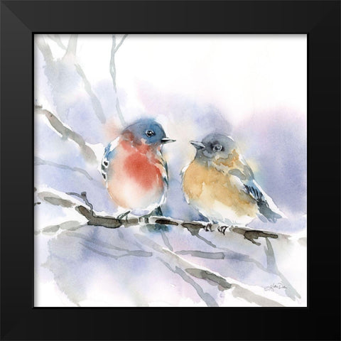 Bluebird Pair Black Modern Wood Framed Art Print by Pete, Katrina