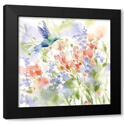 Hummingbird Meadow Black Modern Wood Framed Art Print with Double Matting by Pete, Katrina