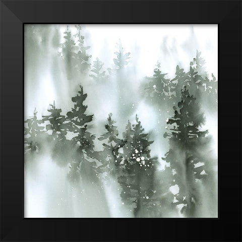 Misty Forest I Green Black Modern Wood Framed Art Print by Pete, Katrina