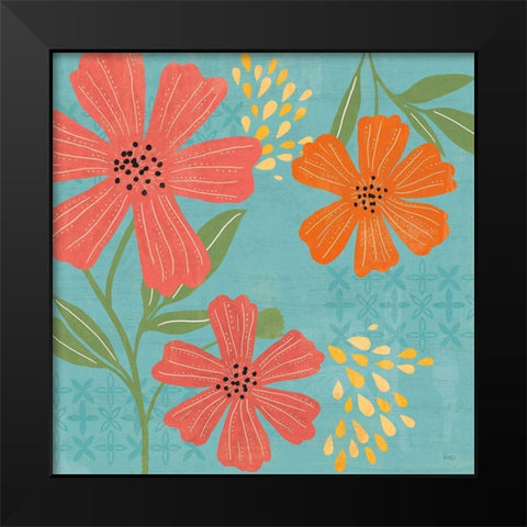 Mod Floral II No Lines Black Modern Wood Framed Art Print by Charron, Veronique