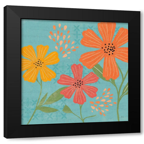 Mod Floral III No Lines Black Modern Wood Framed Art Print by Charron, Veronique